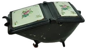 Vintage Cast Iron Coal Scuttle with Floral Motifs