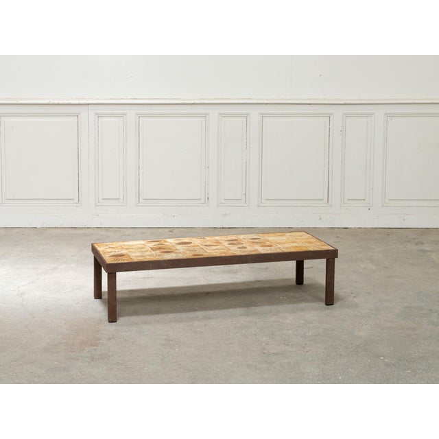 Beige Ceramic Coffee Table with Herbarium Motif from Roger Capron, 1950s For Sale - Image 8 of 8