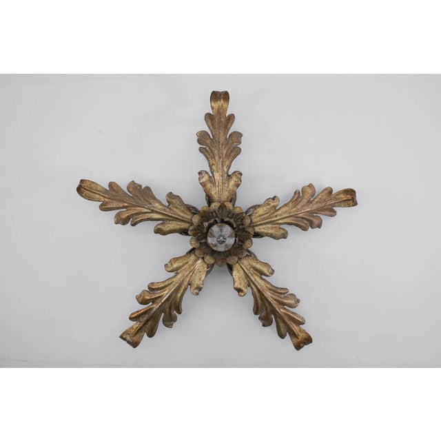 Florentine Gilded Metal Ceiling Lamp, Italy, 1960s, in Very Good conditions. Designed 1960 to 1969 Up to 250V (Europe/UK...