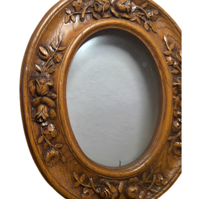 Vintage Hand-Carved Oval Cabbage Rose Wood Frame With Relief Detail ...