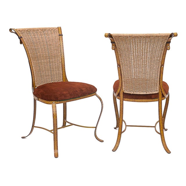 Jacques Adnet Dining Chairs attributed to Jacques Adnet, Set of 4 For Sale - Image 4 of 13