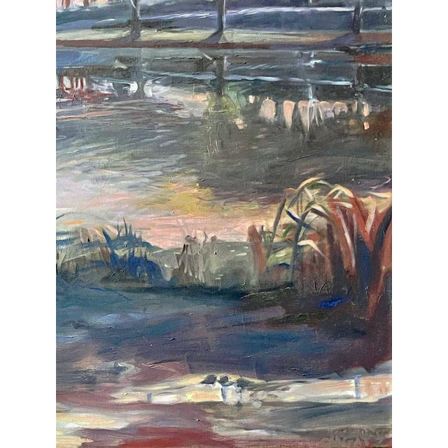 Late 20th Century Modern Impressionist Oil on Canvas of Burying Hill Beach, Westport, Connecticut For Sale - Image 11 of 14