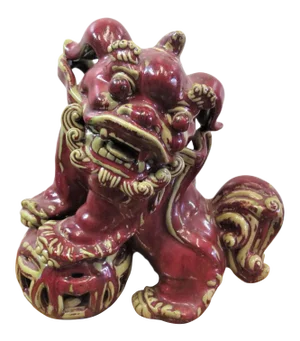 Late 20th Century Chinese Porcelain Red Glazed Foo Dog