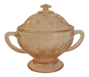 1935 Federal Glass Pink Sharon Lidded Sugar Bowl