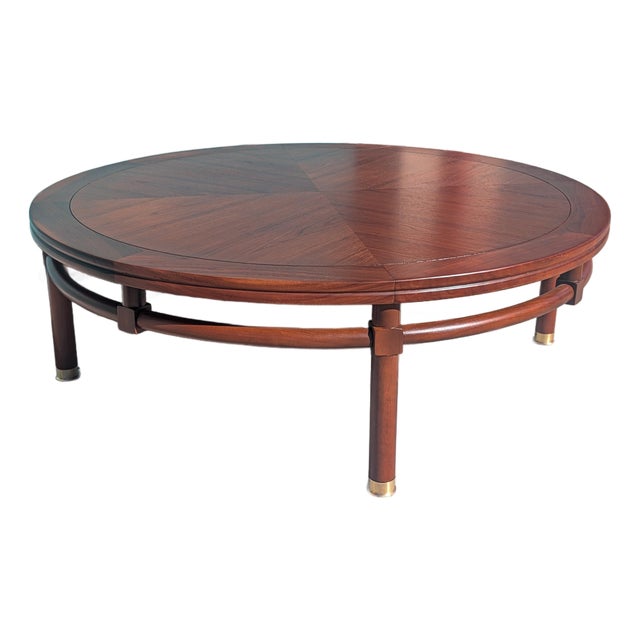 Mid Century Modern Round Walnut Coffee Table by Heritage, C1960s For Sale