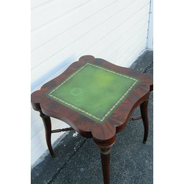 Flame Mahogany Leather Top Side End Table For Sale In Miami - Image 6 of 11