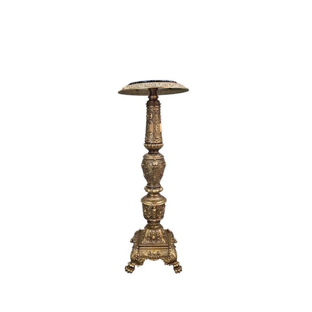 Gold Antique Rococo Revival Style Bronze and Marble Pedestal Stand For Sale - Image 8 of 8