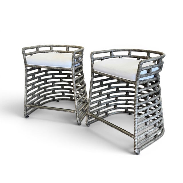 2000 - 2009 Coastal Palecek Thatcher Counter Stools, a Pair For Sale - Image 5 of 17