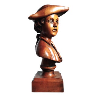 Carved Wood Bust of a Sailor, 1950s For Sale