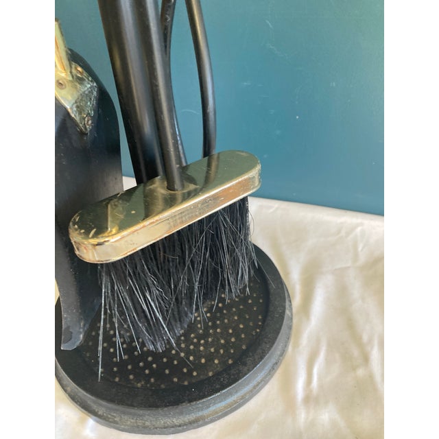 Vintage Brass & Cast Iron 5-Piece Fireplace Tool Set For Sale - Image 9 of 11