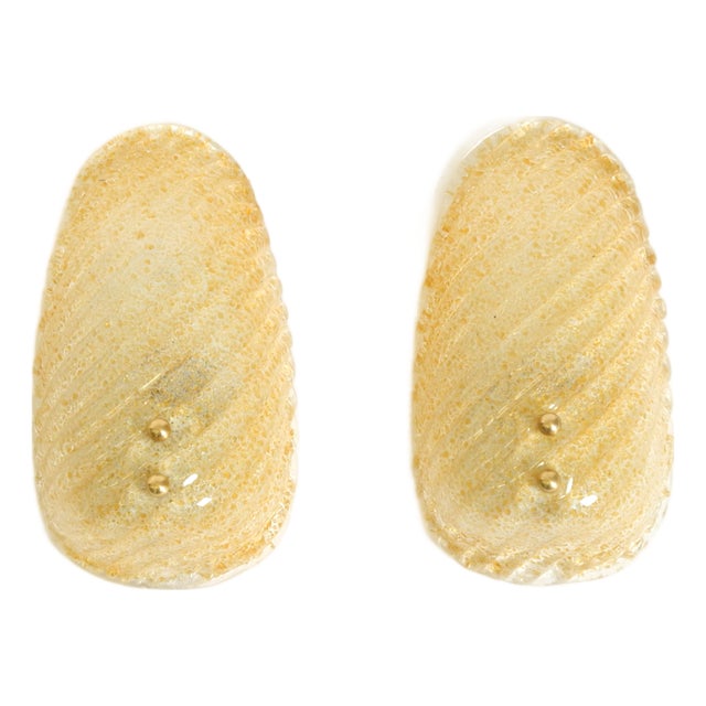 Wall Lights in Gold-Colored Glass from Hufnagel-Leuchten, 1960s, Set of 2 For Sale