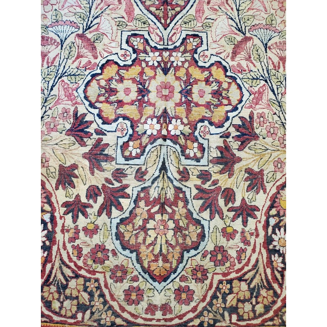 Brown Antique Persian Lavar Kerman Carpet, Traditional, Soft, Gold, Ivory, Blue, Green For Sale - Image 8 of 18