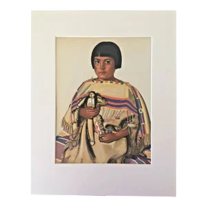 1935 Reiss Native American Indian Portrait, "Singing in the Clouds" in 11x14 Mat