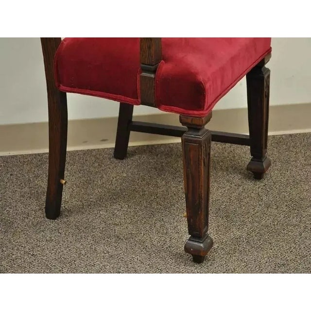 Wood Early 20th Century Antique Renaissance Revival Figural Lion Carved Oak Dining Chairs - Set of 4 For Sale - Image 7 of 11