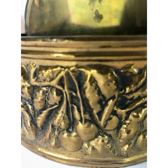 English Repousse "Cherry" Fruit Design Brass Wall Pockets - a Pair For Sale - Image 6 of 10