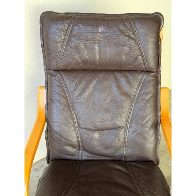 Mid Century Danish Stouby Leather Armchair Bentwood Lounge Chair Scandinavian Modern 1960s For Sale In Los Angeles - Image 6 of 11