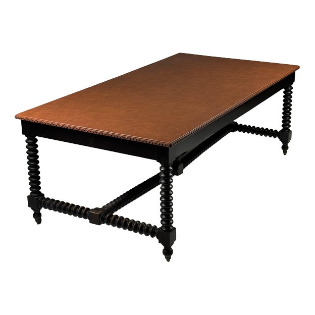 Bobbin Workbench with Leather Top, 19th Century For Sale