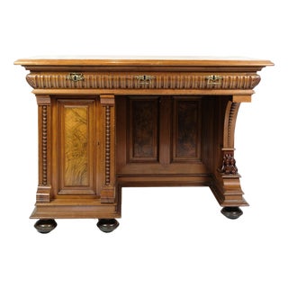 Desk with Small Cabinet in Walnut, 1860s For Sale