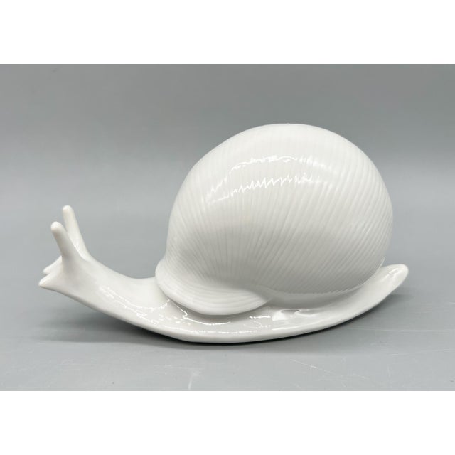 Large Vintage White Ceramic Snail Figurine – Whimsical Coastal or Cottagecore Decor For Sale - Image 10 of 10