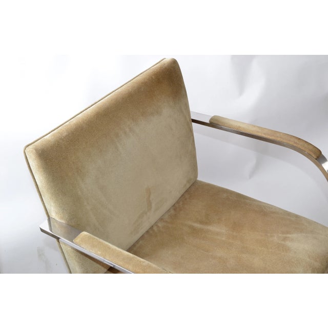 Metal Mies Van Der Rohe for Knoll Beige Ultrasuede Stainless Steel Brno Chairs - Pair For Sale - Image 7 of 13