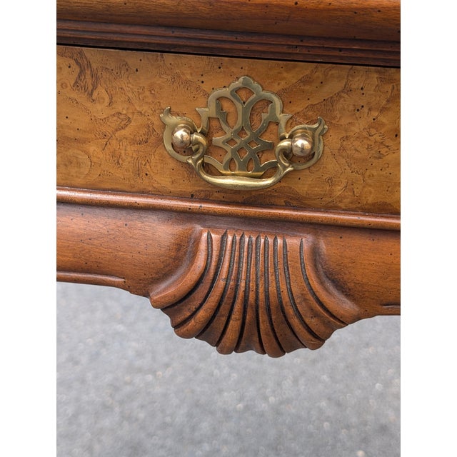Mid 20th Century Burl Wood and Cherry Queen Anne Sofa/Console Table Attributed to Baker Furniture For Sale - Image 13 of 14