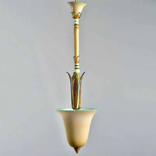 Vintage Venini Murano Glass Pendant Light Fixture For Sale - Image 9 of 9