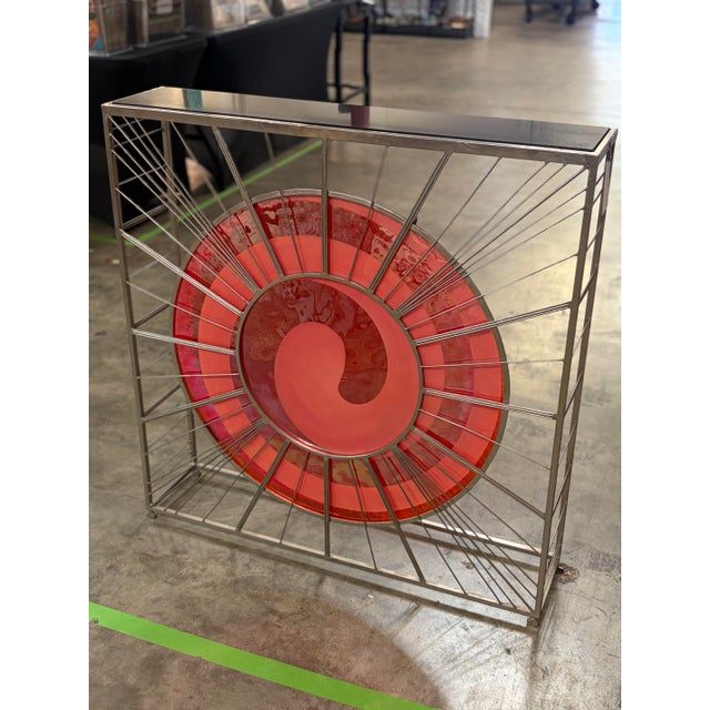 Orange Modern Murano Glass Console Table For Sale - Image 8 of 9