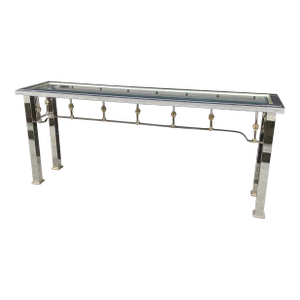 1970s Modern Chrome & Glass Console Sofa Table in Mastercraft