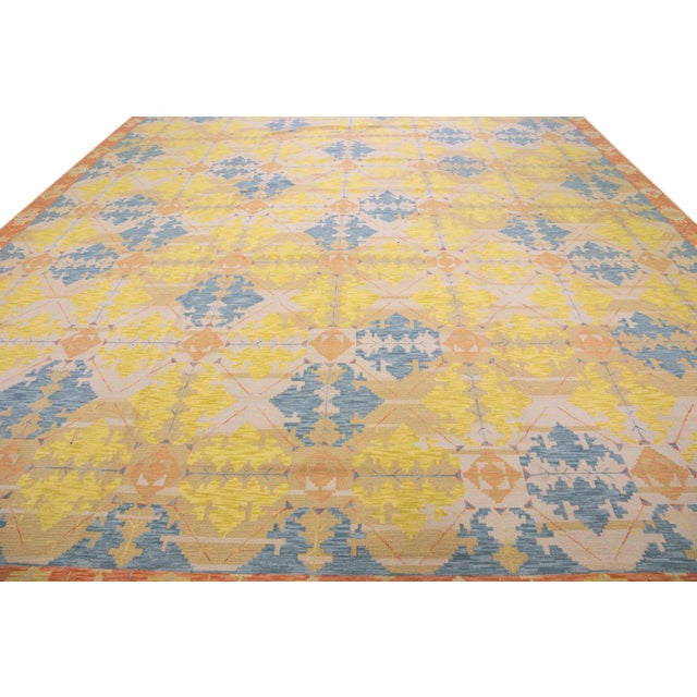 Modern Beige Transitional Design Handmade Oversize Wool Rug For Sale - Image 3 of 7