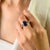 Art Deco Early 21st Century 4.57Ct Blue Sapphire & Diamond Split Shank Ring Size 6.5 in 14k Gold For Sale - Image 3 of 15