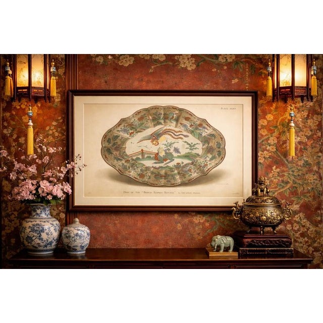 This striking chromolithograph depicts a large worcester porcelain vase design after donaldson, distinguished by its deep...