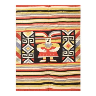 Vintage Mexican Flat Weave rug For Sale