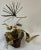 Mid-Century Modern Vintage Brutalist Metal Botanic Sculpture on Rock For Sale - Image 3 of 9