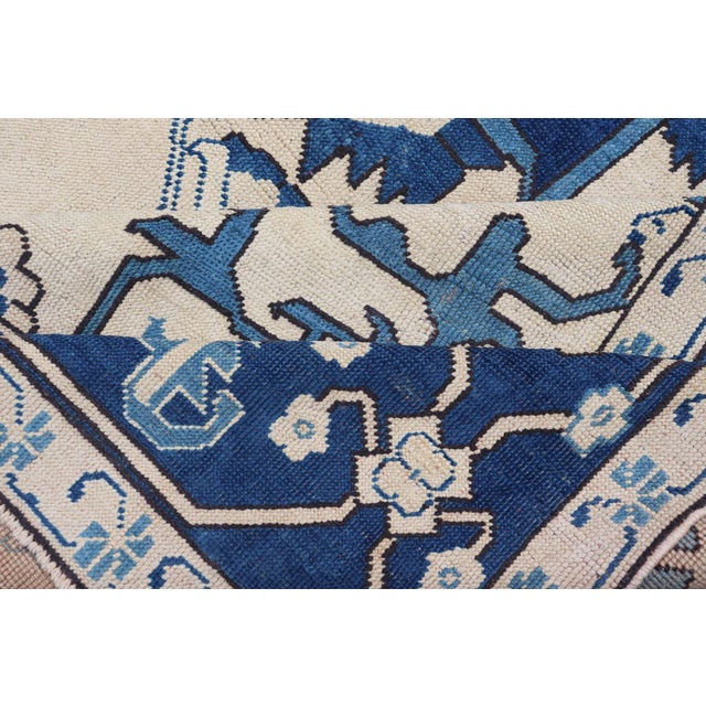 Navy Blue Oushak Vintage Rug With Traditional Medallion Design For Sale - Image 15 of 16