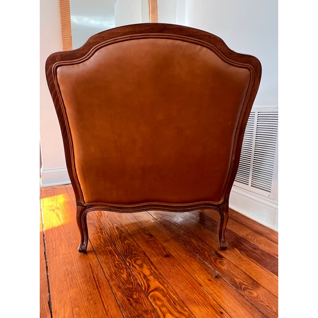 Ethan Allen 1990s Ethan Allen Bergere Leather Chair and Ottoman For Sale - Image 4 of 17