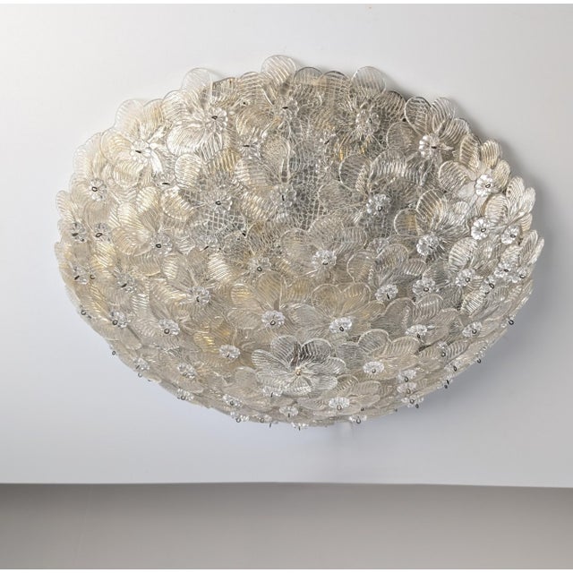 Floral Ceiling Lamp in Murano Glass with Gold Powder Barovier & Toso, 1960s For Sale - Image 13 of 13