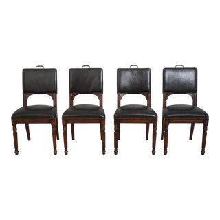 Set of 4 Theodore Alexander Regency Leather Games Chairs For Sale