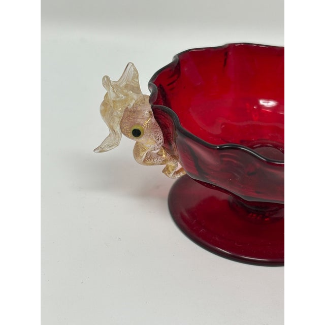 1950s Ruby Red Murano Salt Dips - a Pair For Sale - Image 4 of 6