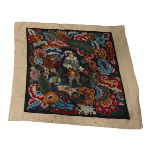 Antique Louis XIII Pictorial Needlepoint Tapestry 19thC