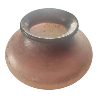 Hand-Blown Murano Frosted Pink Glass Vase – Prestigious Factory Code 045 (Cenedese), Vm Label, Italian Art Glass, 1980s. For Sale