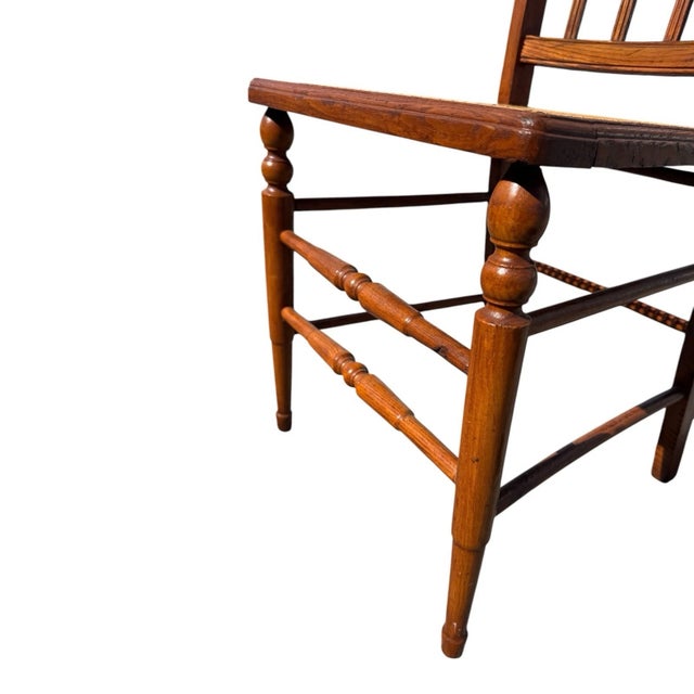 1920's Victorian American Chestnut Cane Seat Side Desk Chair For Sale - Image 15 of 17