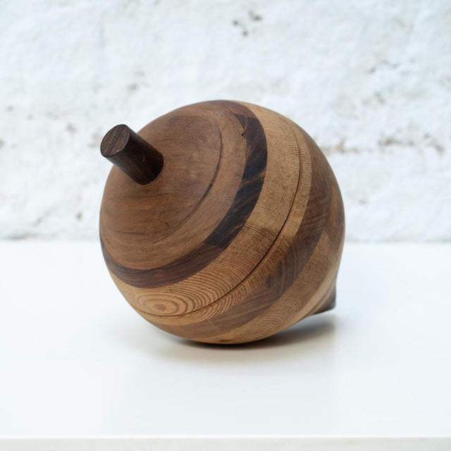 Wood Sculpture Spinning Top in Wood, 1990s For Sale - Image 7 of 17