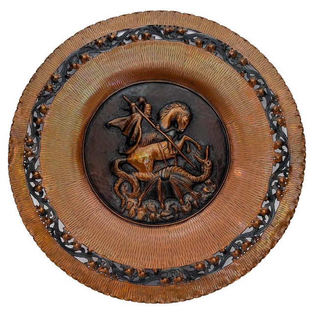 Italian Saint Geogius Kills Dragon Big Wall Decoration in Copper, 1950s For Sale - Image 15 of 15