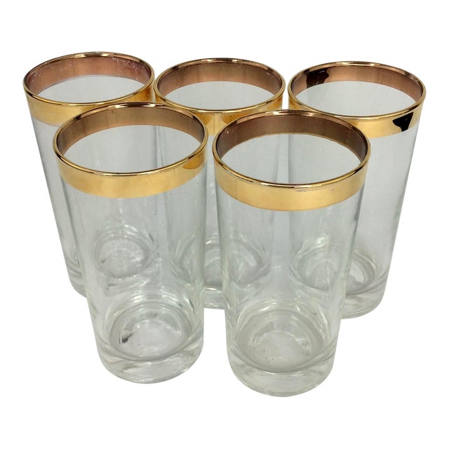 Vintage Highball Cocktail Glasses With Gold Rim Set of 5 Chairish