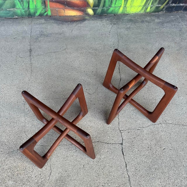 Mid-Century Modern Pair of Adrian Pearsall Walnut and Glass Side Tables For Sale - Image 3 of 12