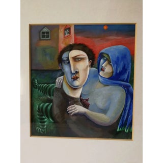 Vintage Leaving Painting by Irene Jones For Sale