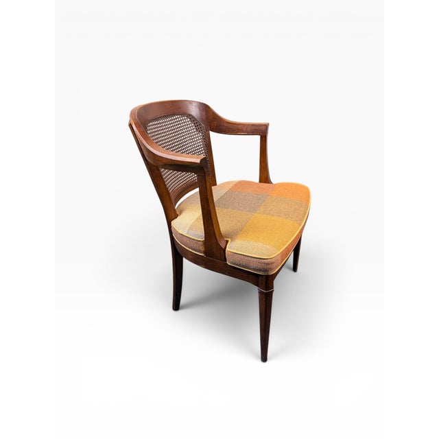 Set of 4 Vintage Henredon Cane Back Dining Chairs – 2 Armchairs & 2 Side Chairs With New Upholstery For Sale In Boston - Image 6 of 18