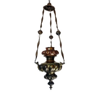 Antique Embossed Copper Votive Lamp, 1890s For Sale