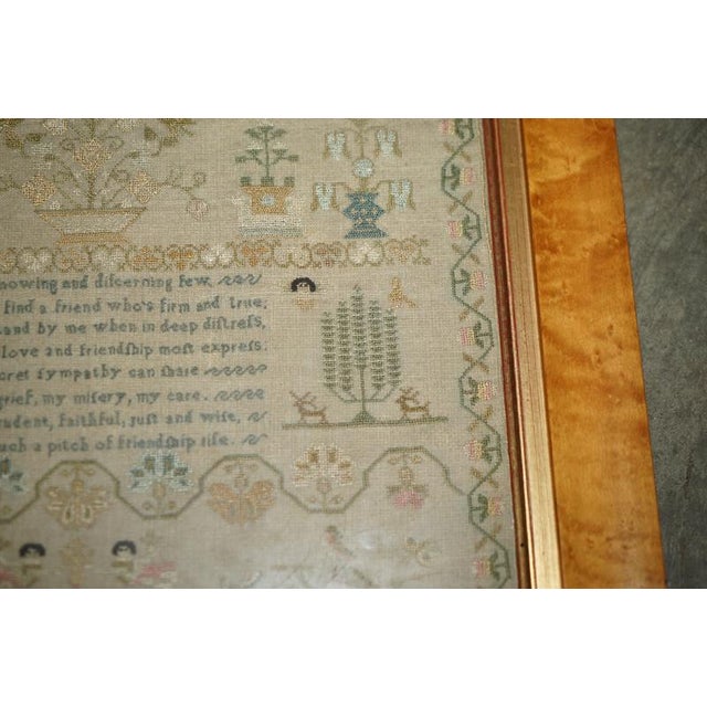 Antique George III Pictorial Friendship Sampler, 1798 For Sale - Image 11 of 17