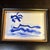 Contemporary original abstract beach seascape watercolor painting done in blue ink. Measures 7x5 or approximately...